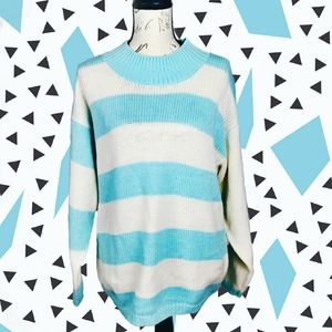 Vintage blue & white striped knit sweater